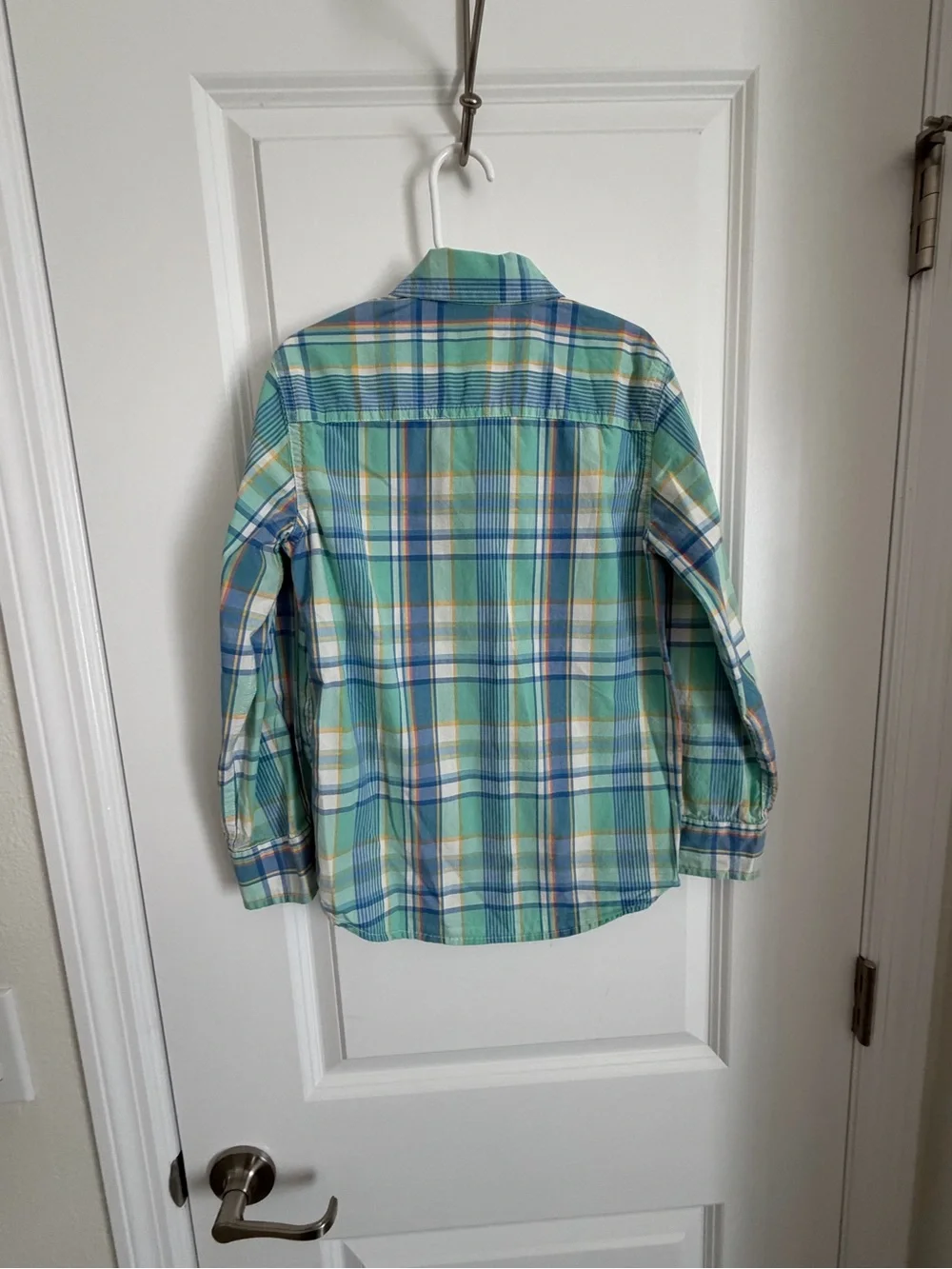 GAP Plaid Button-Down Shirt in Mint, Blue & White